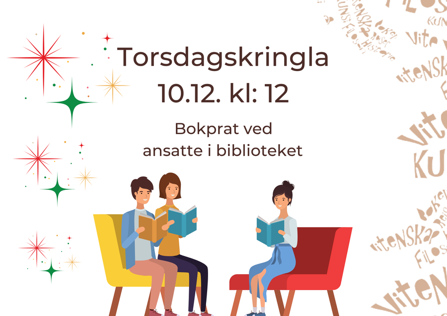 Velkommen til høstens siste kringle. Plakat for bokpratarrangement.
