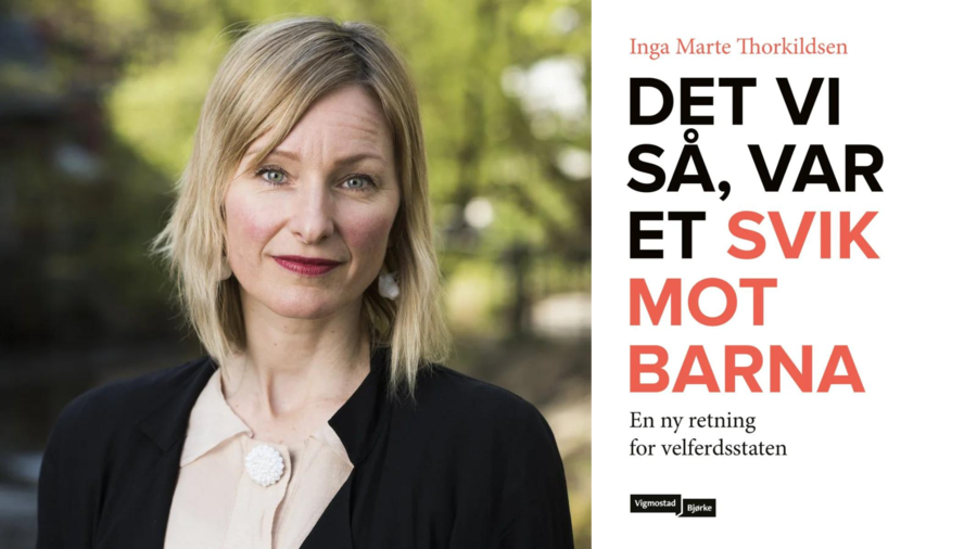 Portrett Inga Marie Thorkildsen og bokomslag med titte.